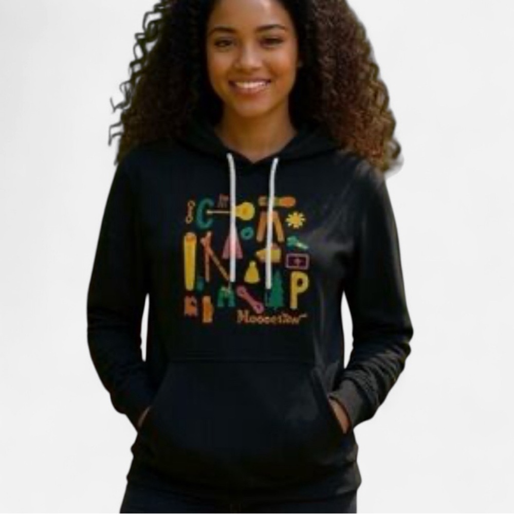 Moosejaw Women’s Black Hoodie with Colorful Camp Design Size S - Picture 6 of 6
